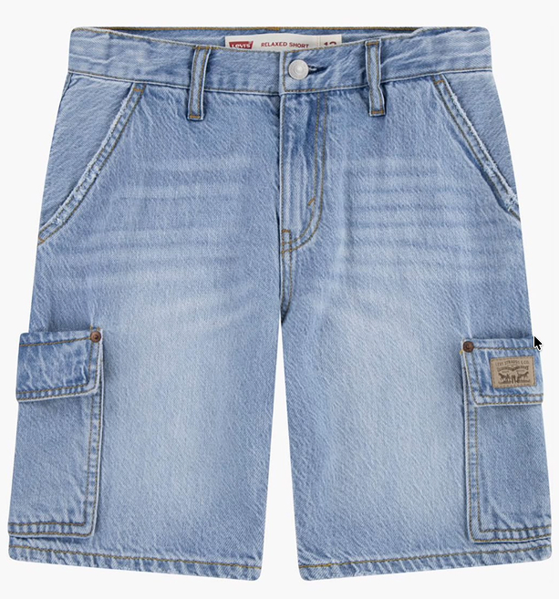 Light Wash Denim Cargo Shorts (Front)